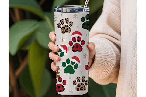 Christmas Paws Tumbler Wrap PNG Sublimation DesignSVG 
