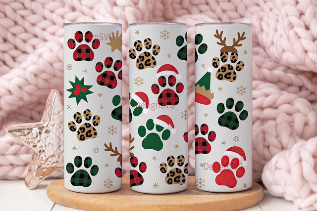Christmas Paws Tumbler Wrap PNG Sublimation DesignSVG 