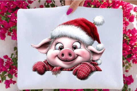 Christmas Peeking Characters Clipart PNG B Bundle. Sublimation SVGArt 
