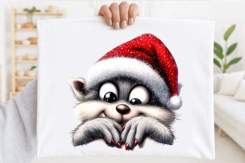 Christmas Peeking Characters Clipart PNG B Bundle. Sublimation SVGArt 