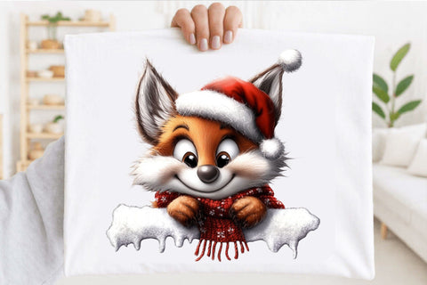 Christmas Peeking Characters Clipart PNG Bundle. Sublimation SVGArt 