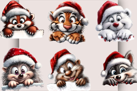 Christmas Peeking Characters Clipart Sublimation SVGArt 