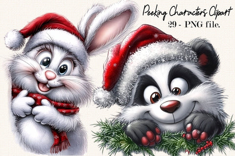 Christmas Peeking Characters Clipart Sublimation SVGArt 