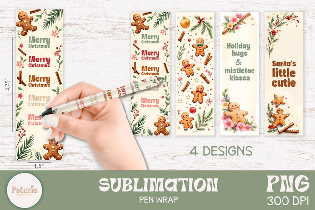 Christmas Pen Wraps | Sublimation Pen Wraps Designs Sublimation Petunia Digital Design 