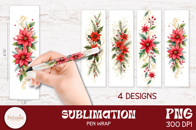 Christmas Pen Wraps | Sublimation Pen Wraps Designs Sublimation Petunia Digital Design 