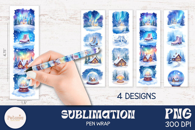 Christmas Pen Wraps | Sublimation Pen Wraps Designs Sublimation Petunia Digital Design 