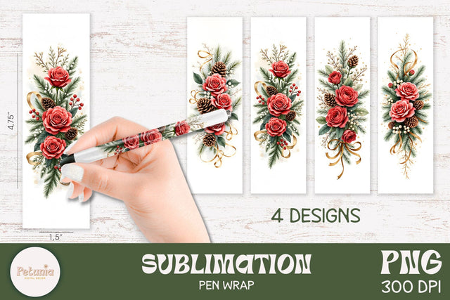 Christmas Pen Wraps | Sublimation Pen Wraps Designs Sublimation Petunia Digital Design 