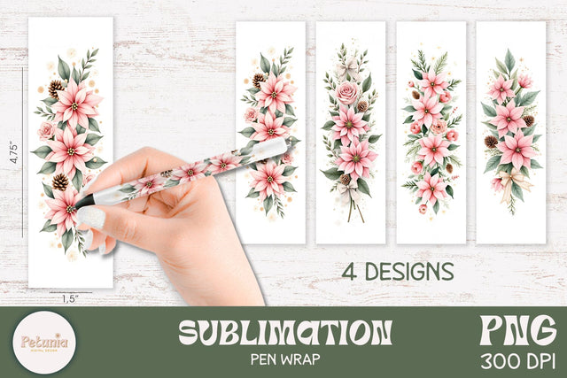 Christmas Pen Wraps | Sublimation Pen Wraps Designs Sublimation Petunia Digital Design 