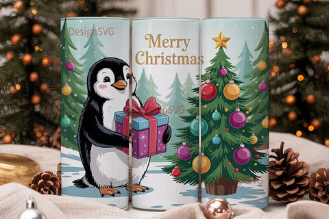 Christmas Penguin 20oz Tumbler Wrap Sublimation DesignSVG 