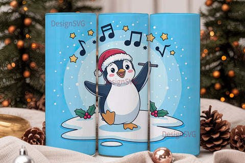 Christmas Penguin 20oz Tumbler Wrap Sublimation DesignSVG 