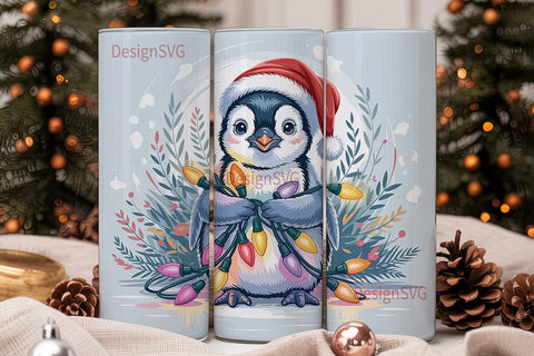 Christmas Penguin 20oz Tumbler Wrap Sublimation DesignSVG 