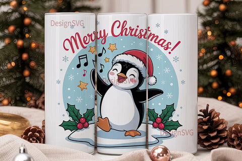 Christmas Penguin 20oz Tumbler Wrap Sublimation DesignSVG 