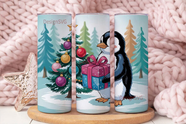 Christmas Penguin 20oz Tumbler Wrap Sublimation DesignSVG 