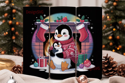 Christmas Penguin 20oz Tumbler Wrap Sublimation DesignSVG 