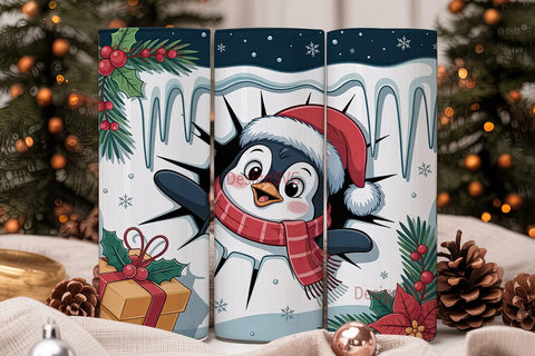 Christmas Penguin 20oz Tumbler Wrap Sublimation DesignSVG 