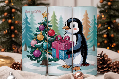 Christmas Penguin 20oz Tumbler Wrap Sublimation DesignSVG 