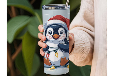 Christmas Penguin 20oz Tumbler Wrap Sublimation DesignSVG 