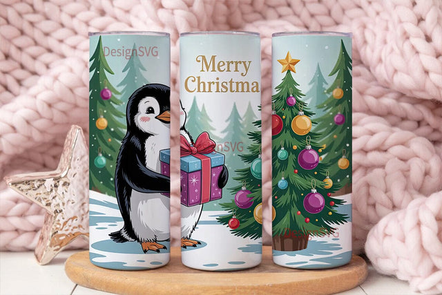 Christmas Penguin 20oz Tumbler Wrap Sublimation DesignSVG 