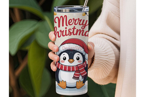 Christmas Penguin 20oz Tumbler Wrap Sublimation DesignSVG 