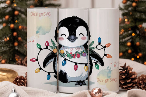 Christmas Penguin 20oz Tumbler Wrap Sublimation DesignSVG 
