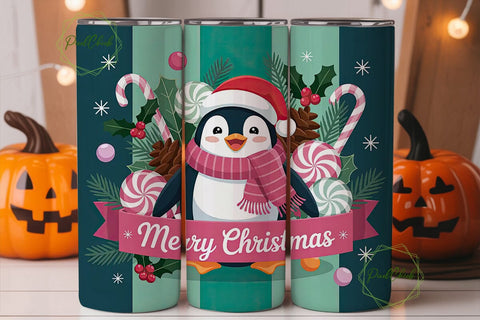 Christmas Penguin 20oz Tumbler Wrap Sublimation PixelChick 