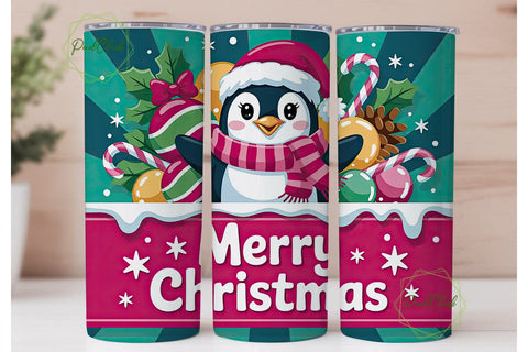 Christmas Penguin 20oz Tumbler Wrap Sublimation PixelChick 