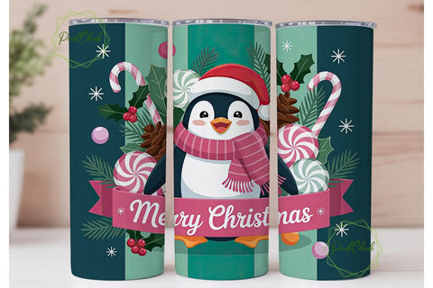 Christmas Penguin 20oz Tumbler Wrap Sublimation PixelChick 