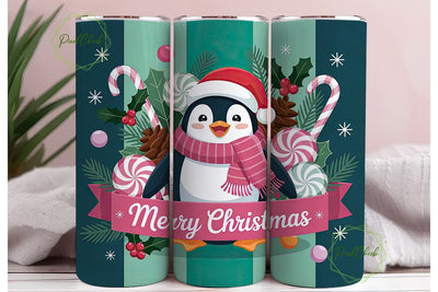 Christmas Penguin 20oz Tumbler Wrap Sublimation PixelChick 