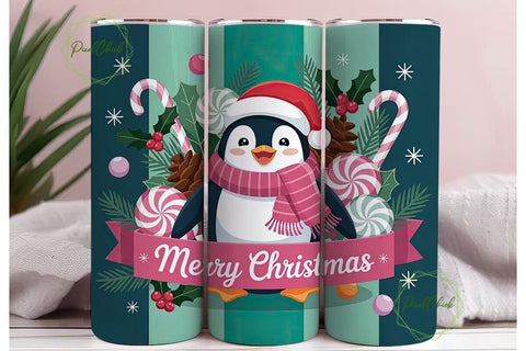 Christmas Penguin 20oz Tumbler Wrap Sublimation PixelChick 