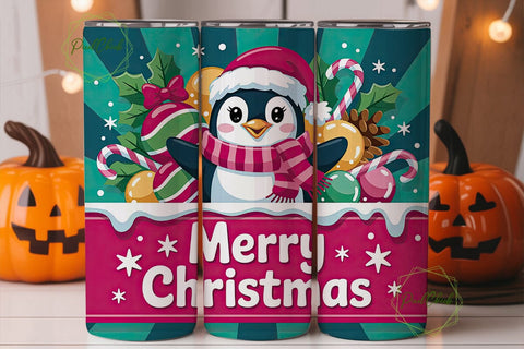 Christmas Penguin 20oz Tumbler Wrap Sublimation PixelChick 
