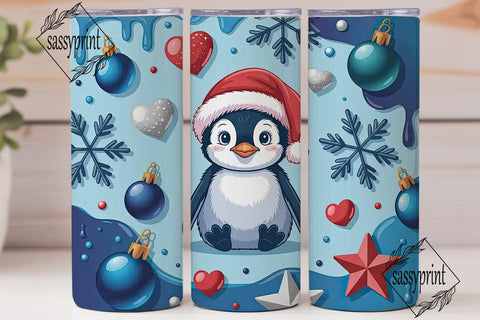 Christmas Penguin 20oz Tumbler Wrap Sublimation sassyprint 
