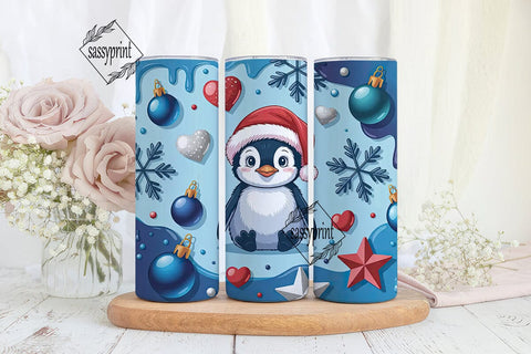 Christmas Penguin 20oz Tumbler Wrap Sublimation sassyprint 