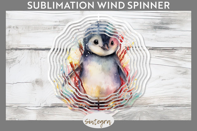 Christmas Penguin Animal entangled in lights Wind Spinner Sublimation Sublimation Sintegra 
