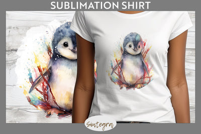 Christmas Penguin Animal entangled T-shirt Sublimation Sublimation Sintegra 