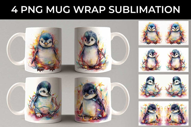 Christmas Penguin Animal PNG Mug Wrap Sublimation Bundle Sublimation Sintegra 