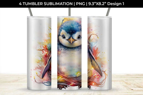Christmas Penguin Animal Tumbler Sublimation 20 oz Skinny Bundle Sublimation Sintegra 