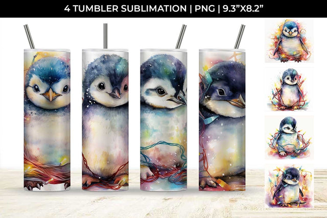 Christmas Penguin Animal Tumbler Sublimation 20 oz Skinny Bundle Sublimation Sintegra 