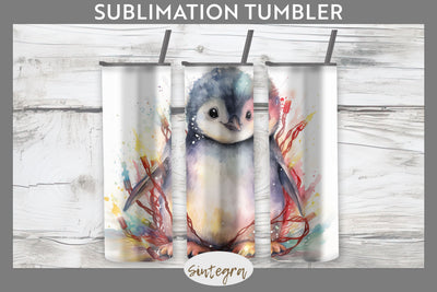 Christmas Penguin Animal Tumbler Sublimation 20 oz Skinny Sublimation Sintegra 