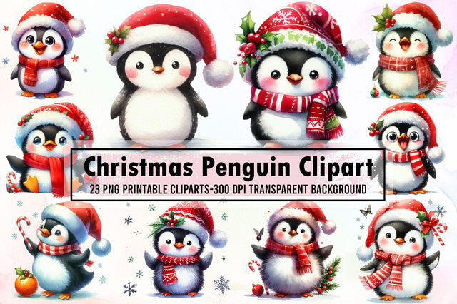 Christmas Penguin Clipart Bundle Sublimation designartist 