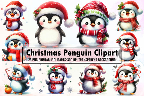 Christmas Penguin Clipart Bundle Sublimation designartist 