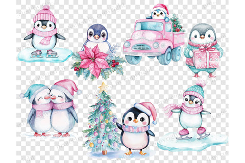 Christmas Penguin Clipart PNG | Winter Animals Graphics Set SVG GlamArtZhanna 
