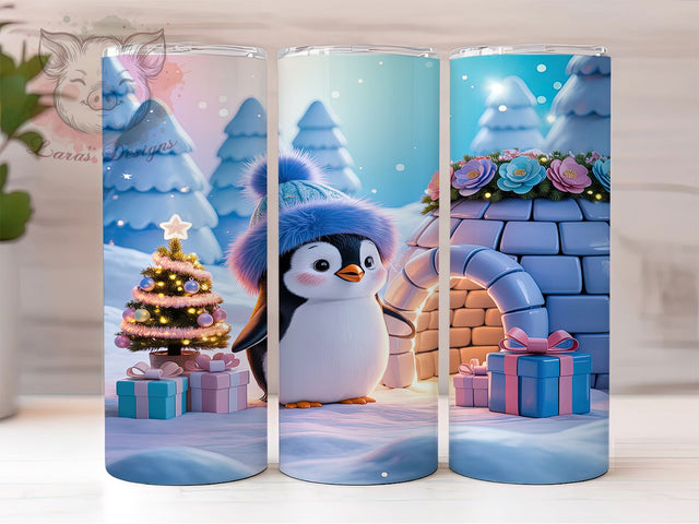 Christmas Penguin Holiday Tumbler, Igloo Holiday Wrap, Penguin Sublimation Design, 20oz Penguin Tumbler, Festive Igloo Art, Winter Penguin Mug, Whimsical Holiday Cup Sublimation Lara' s Designs 