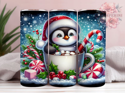 Christmas Penguin Hot Chocolate 20oz Tumbler Wrap PNG, Cute Penguin Tumbler PNG Sublimation Design, Straight & Tapered Tumbler Wrap, Instant Digital Download Sublimation Li Zamperini 