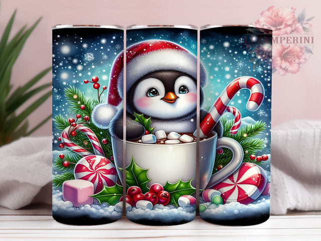 Christmas Penguin Hot Chocolate 20oz Tumbler Wrap PNG, Cute Penguin Tumbler PNG Sublimation Design, Straight & Tapered Tumbler Wrap, Instant Digital Download Sublimation Li Zamperini 