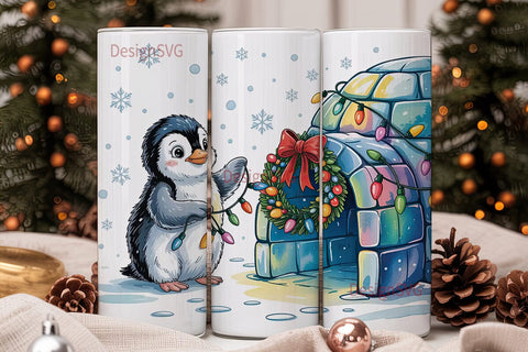 Christmas Penguin Igloo 20oz Tumbler Sublimation DesignSVG 