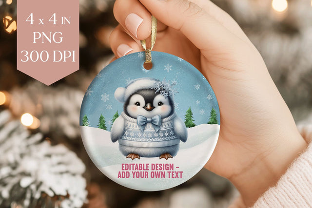 Christmas Penguin Ornament PNG, Boy Penguin Clipart Sublimation BijouBay 