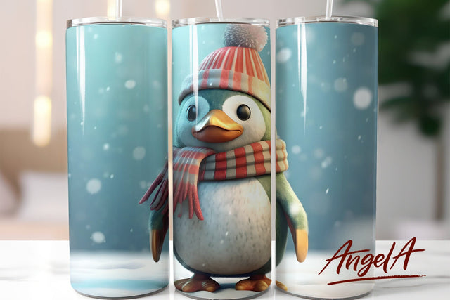 Christmas penguin PNG / 3d animal tumbler wrap / baby animal Sublimation Angelina Semenova 