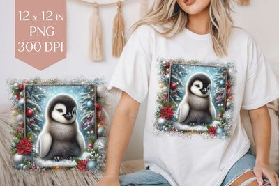 Christmas Penguin Shirt PNG, 12x12 Holiday Sublimation Sublimation BijouBay 