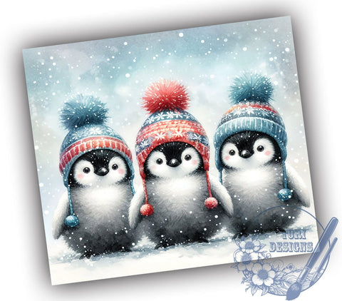 Christmas Penguin Tumbler, Winter Snow Design, 20oz Tumbler Wrap, Holiday Sublimation PNG, Cute Penguin Decor, Festive Drinkware, Winter Wildlife Gift Sublimation ToriDesigns 