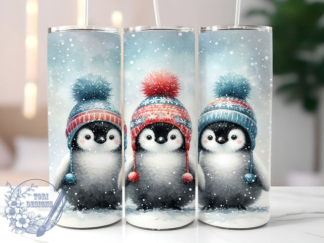 Christmas Penguin Tumbler, Winter Snow Design, 20oz Tumbler Wrap, Holiday Sublimation PNG, Cute Penguin Decor, Festive Drinkware, Winter Wildlife Gift Sublimation ToriDesigns 